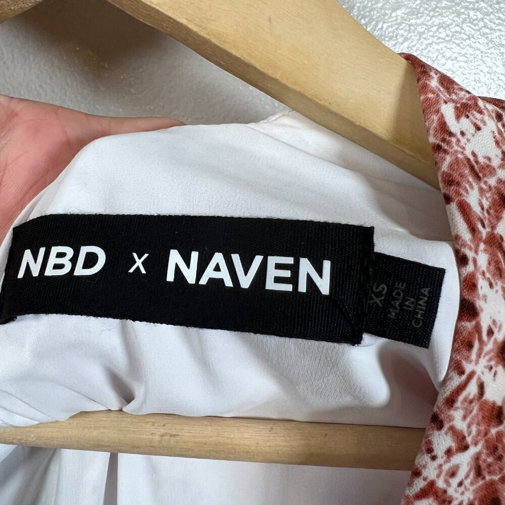 NBD X Naven Rachel Mini Dress Size XS Red Snake Party Event Date Night Plunge - Picture 4 of 11